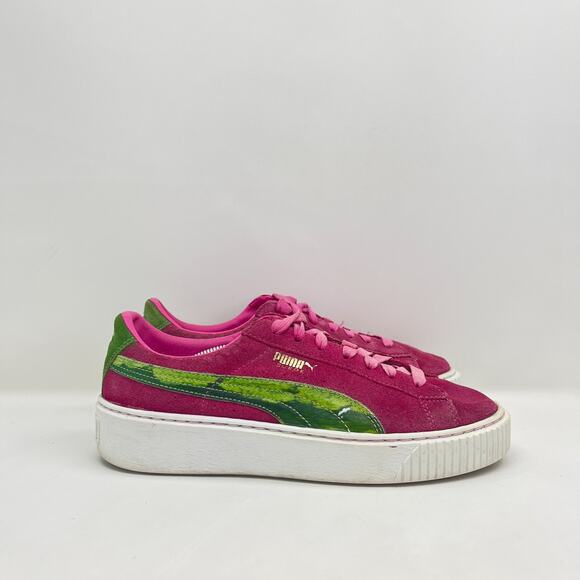 Puma Suede Platform Trace Pink Green Accents Sneakers 36473201 Youth Size 7C - Picture 1 of 12